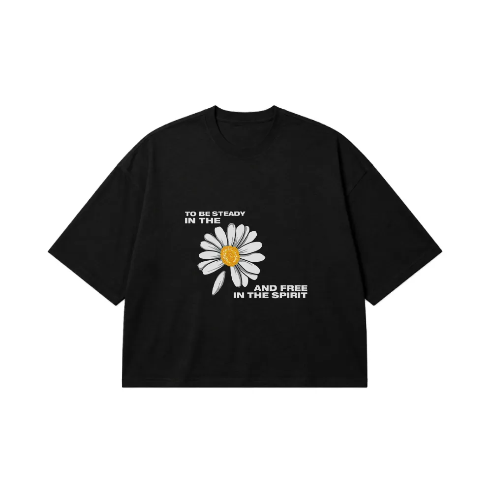 تیشرت باکسی گل بابونه طرح Free In The Spirit کد 9591