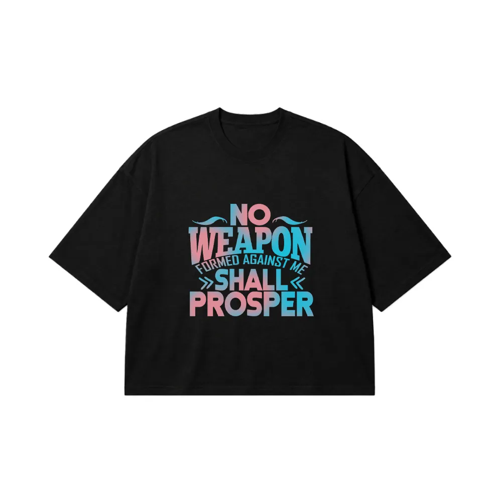 تیشرت باکسی نوشته No Weapon Formed Against Me Shall Prosper کد 96