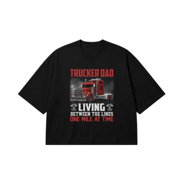 تیشرت باکسی پدر کامیون‌ران طرح Trucker Dad کد 9617