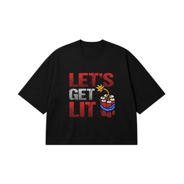 تیشرت باکسی بامزه طرح Let’s Get Lit کد 9649