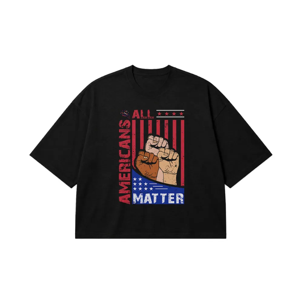 تیشرت باکسی تایپوگرافی طرح Americans All Matter کد 9657