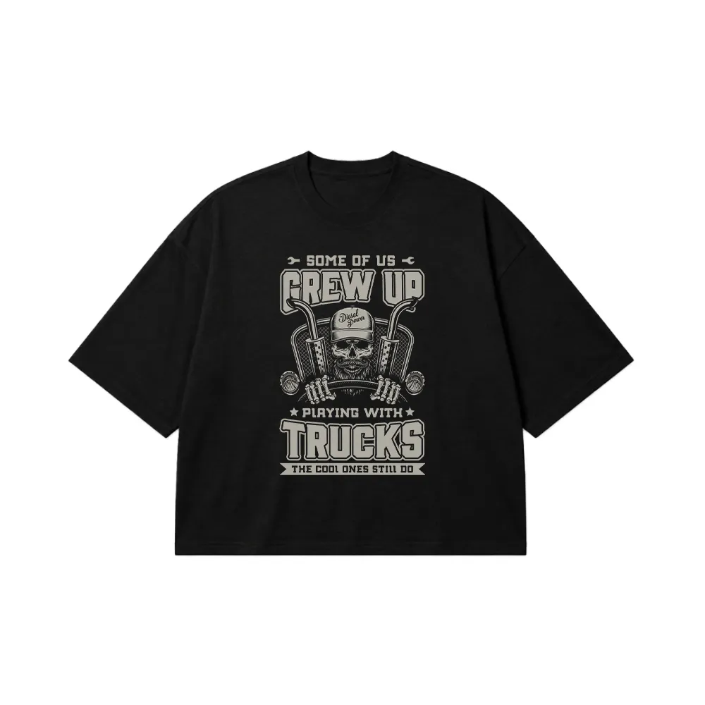 تیشرت باکسی کامیون طرح Grew Up Playing With Trucks کد 9674