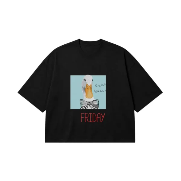 تیشرت باکسی اردک طرح Friday Quack کد 9801