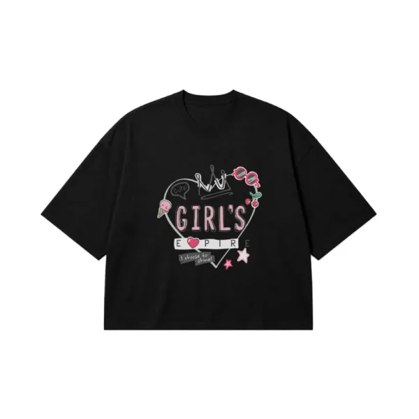 تیشرت باکسی دخترانه طرح Girls Empire کد 9831