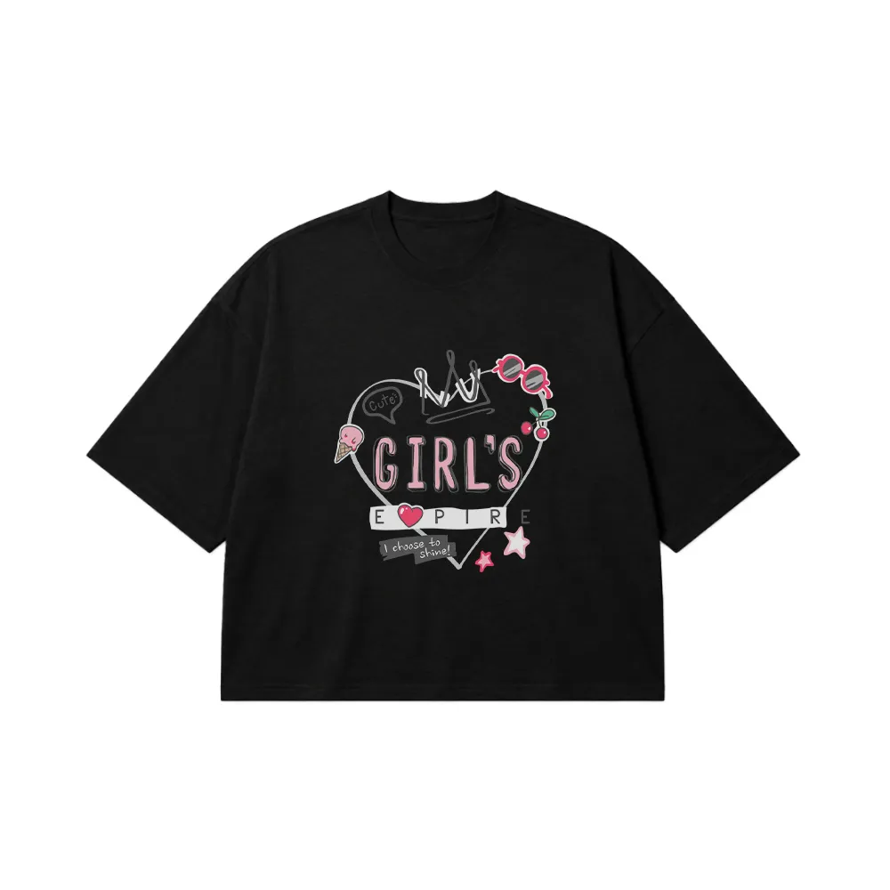 تیشرت باکسی دخترانه طرح Girls Empire کد 9831