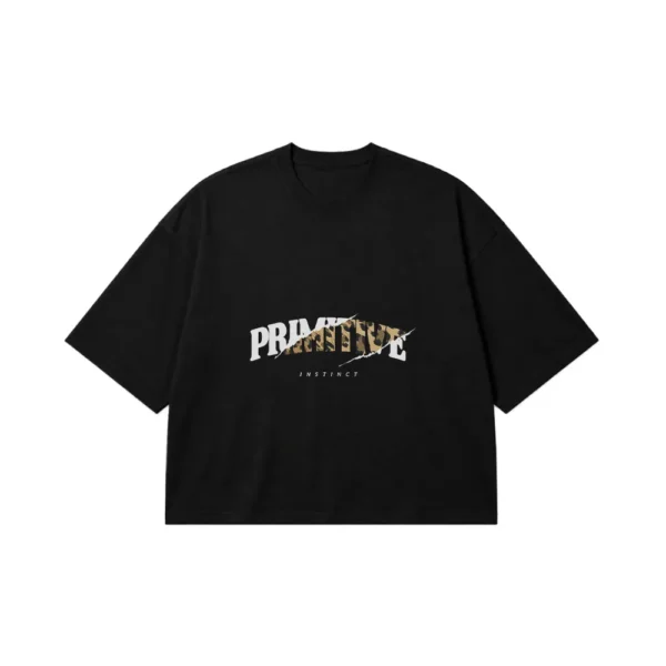 تیشرت باکسی نوشته Primitive با بافت پلنگی کد 9955