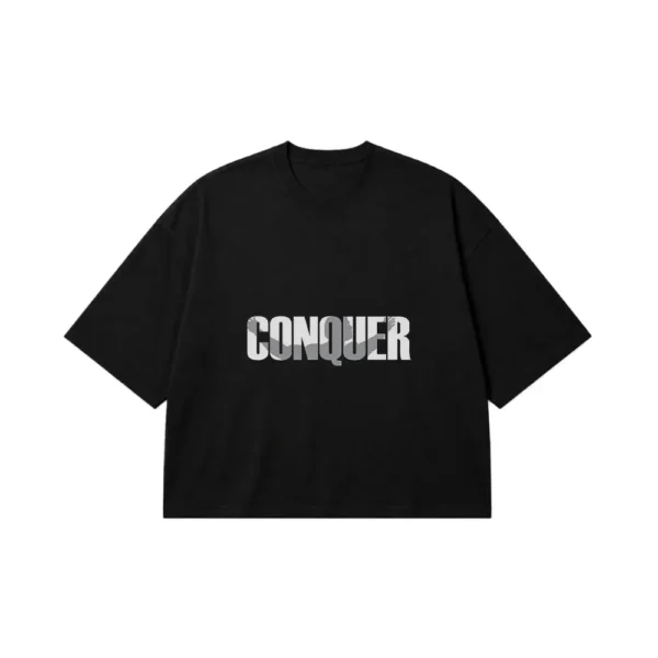 تیشرت باکسی انگیزشی نوشته Conquer کد po1103