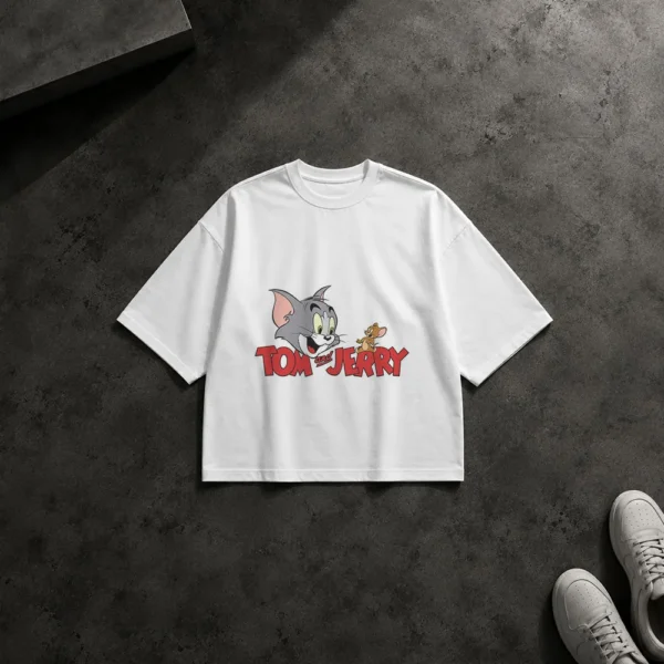 تیشرت باکسی تام و جری طرح لوگوی کلاسیک (Tom and Jerry) کد po1115