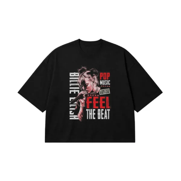 تیشرت باکسی موسیقی پاپ طرح بیلی آیلیش Feel the Beat