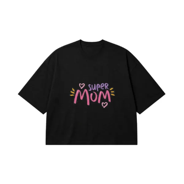 تیشرت باکسی مادر طرح تایپوگرافی Super Mom کد po1169