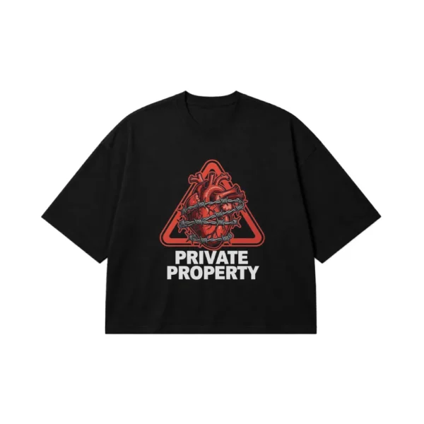 تیشرت باکسی هشدار طنز طرح Private Property کد po1202