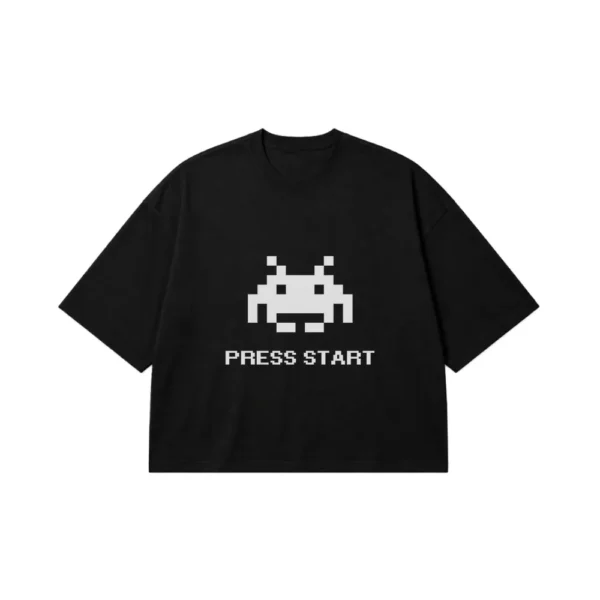 تیشرت باکسی گیمینگ طرح پیکسلی Press Start کد po1300