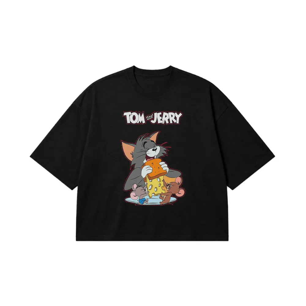 تیشرت باکسی تام و جری طرح پنیر (Tom and Jerry) کد po134