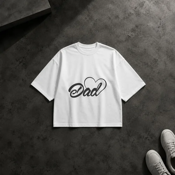 تیشرت باکسی پدر طرح Dad با قلب مینیمال کد po1375