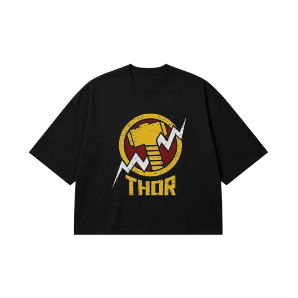 تیشرت باکسی مارول طرح لوگوی ثور (Thor) کد po1439