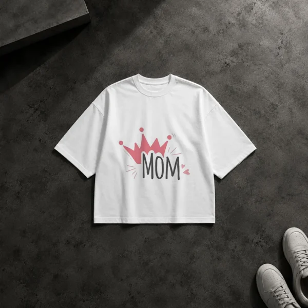 تیشرت باکسی مادر طرح MOM با تاج کد po1470
