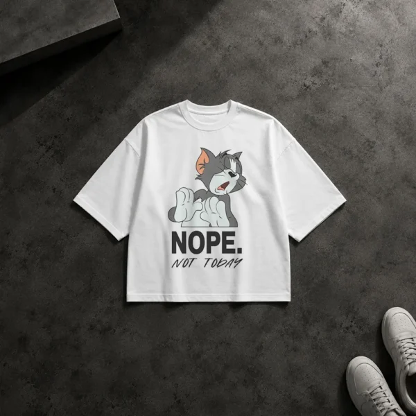 تیشرت باکسی تام و جری طرح Nope Not Today کد po1609