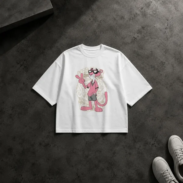 تیشرت باکسی پلنگ صورتی طرح استریت‌ویر (Pink Panther) کد po161