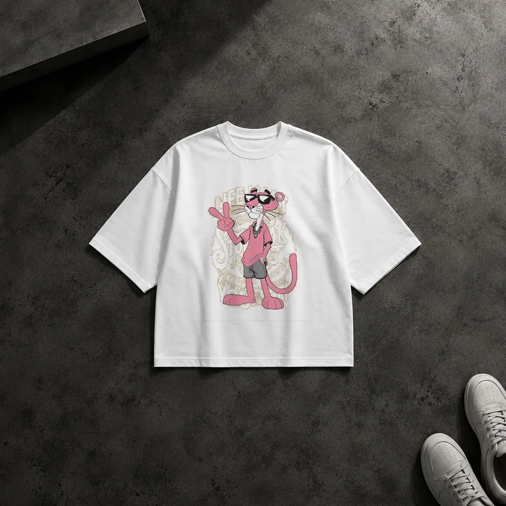 تیشرت باکسی پلنگ صورتی طرح استریت‌ویر (Pink Panther) کد po161