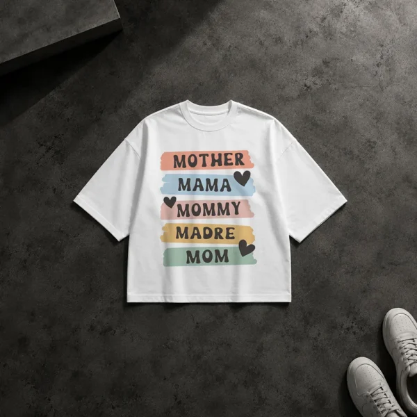 تیشرت باکسی مادر طرح تایپوگرافی Mother Mama Mom کد po1612