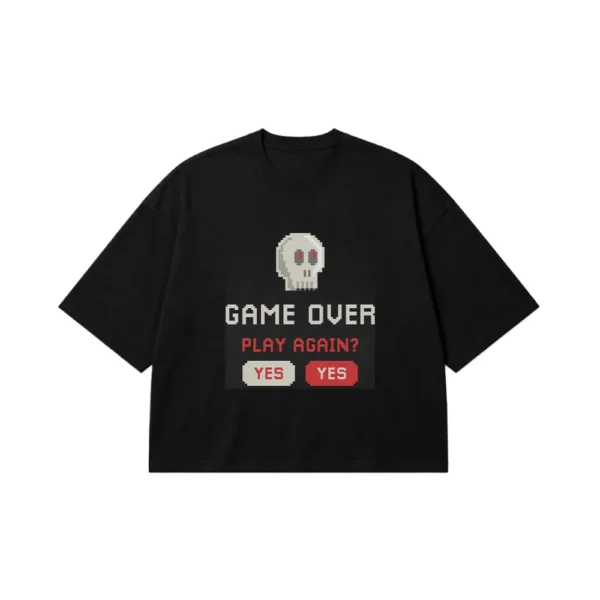 تیشرت باکسی گیمینگ طرح Game Over کد po1621