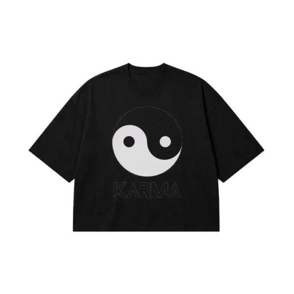 تیشرت باکسی طرح یین و یانگ کارما (Karma) کد po1647