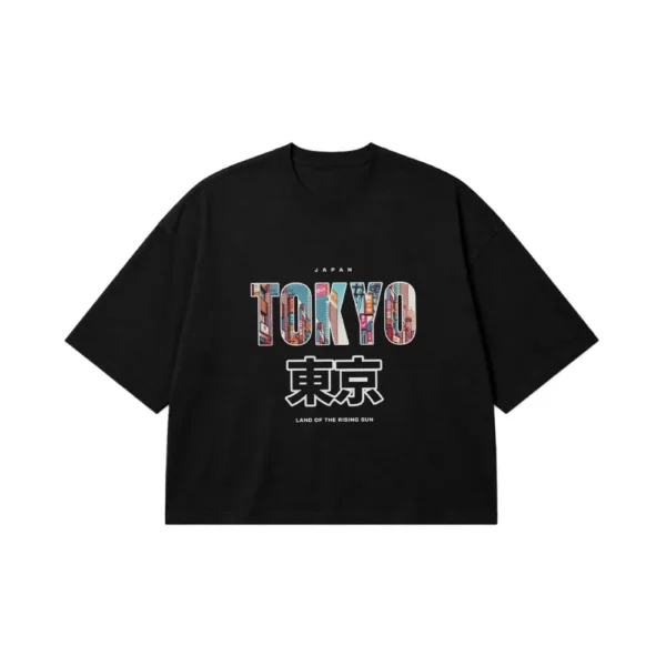 تیشرت باکسی تایپوگرافی توکیو با نوشته ژاپنی (Tokyo) کد po1648