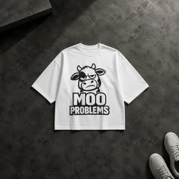 تیشرت باکسی گاو بامزه نوشته Moo Problems کد po166