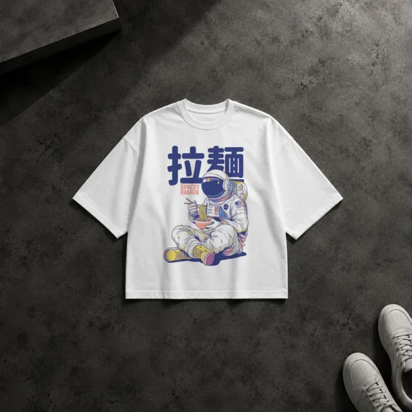 تیشرت باکسی فضانورد طرح Spacey Ramen کد po1747