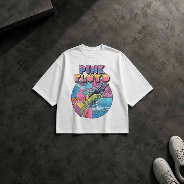 تیشرت باکسی پینک فلوید طرح رترو رنگی (Pink Floyd) کد po1752