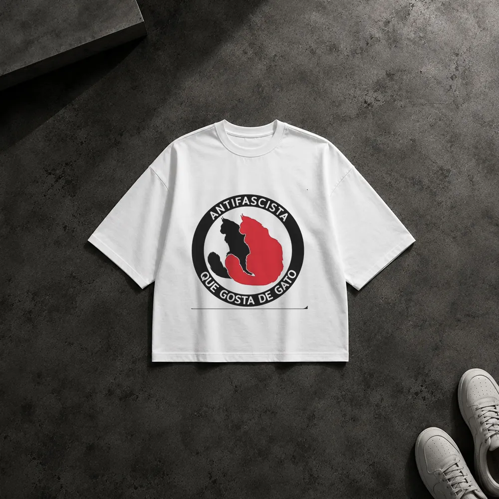 تیشرت باکسی گربه طرح Antifascista کارتونی کد po1797