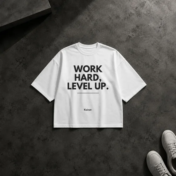 تیشرت باکسی انگیزشی طرح Work Hard Level Up کد po1817