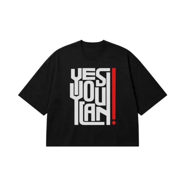 تیشرت باکسی تایپوگرافی انگیزشی Yes You Can کد po1821