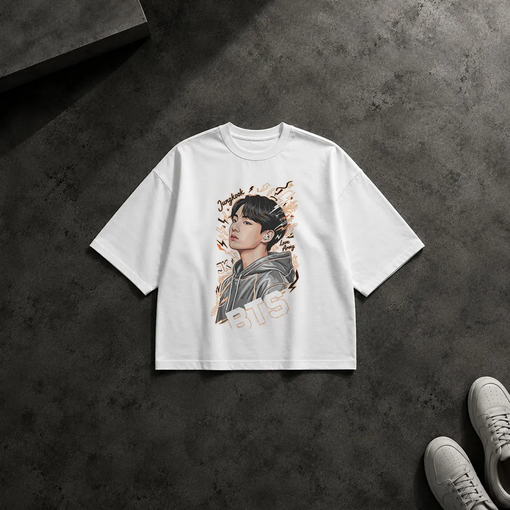 تیشرت باکسی جونگ‌کوک بی‌تی‌اس طرح پرتره (Jungkook) کد po1825