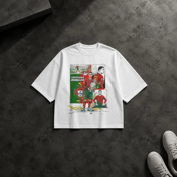 تیشرت باکسی کریستیانو رونالدو طرح پرتغال و جام قهرمانی (Cristiano Ronaldo) کد po188
