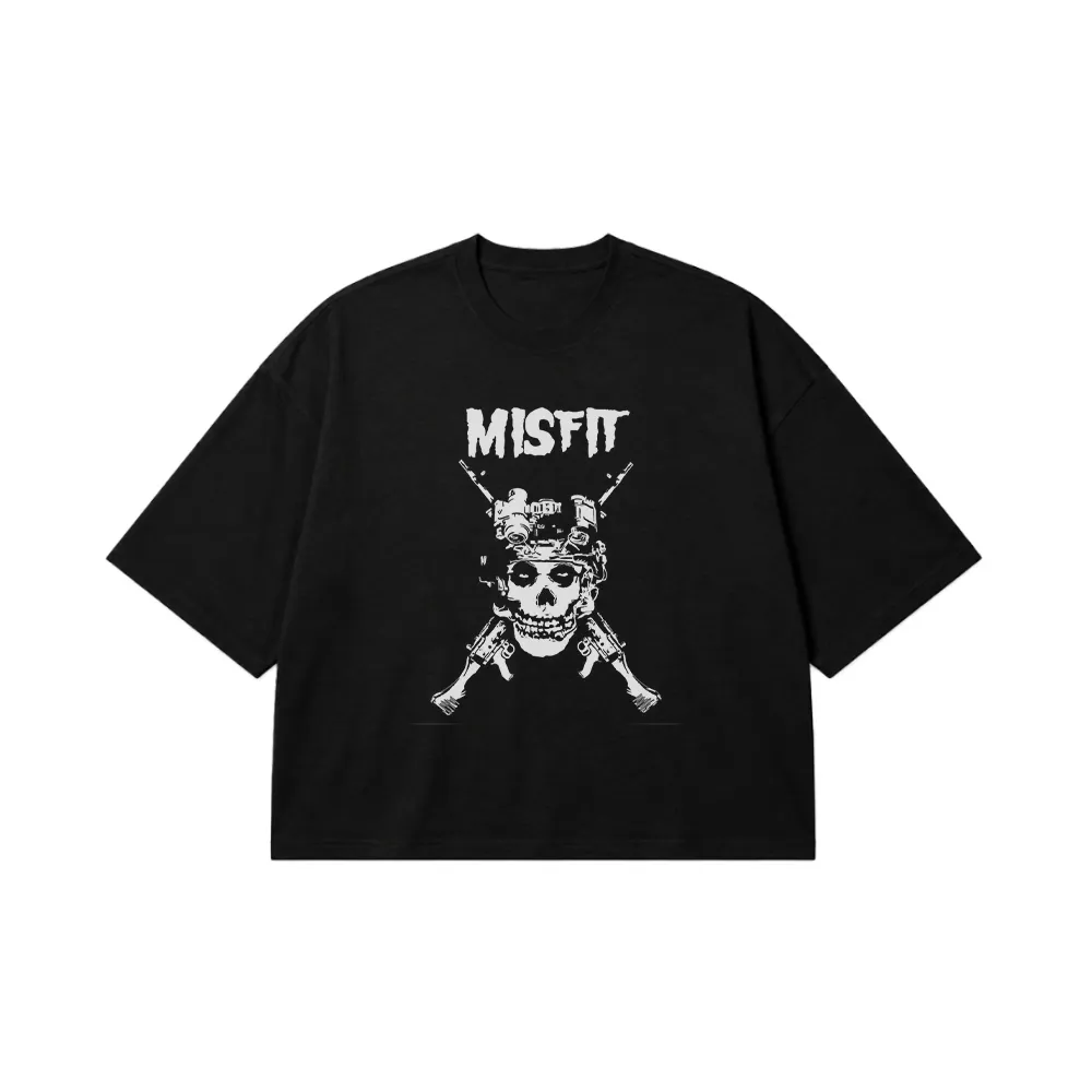 تیشرت باکسی جمجمه طرح Misfit کد po1905