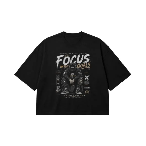 تیشرت باکسی انگیزشی طرح Focus on Your Goals کد po1915
