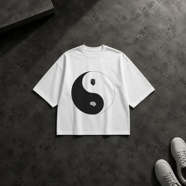 تیشرت باکسی یین و یانگ طرح قلب و مغز (Yin Yang) کد po1920