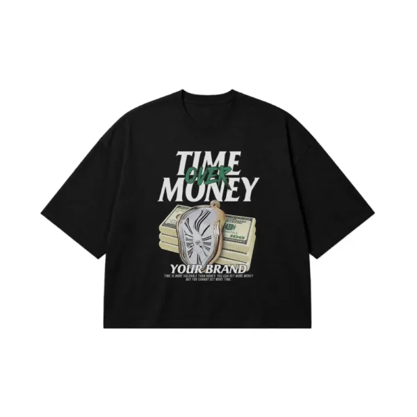 تیشرت باکسی انگیزشی طرح زمان باارزش‌تر از پول (Time Over Money) کد po1978
