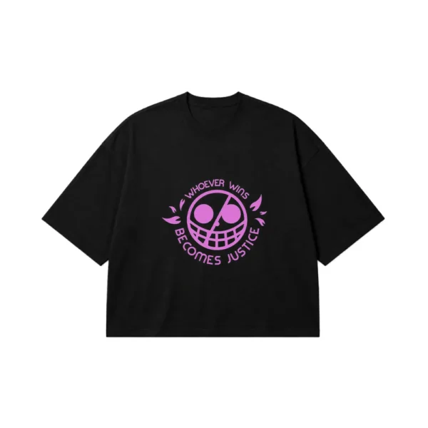 تیشرت باکسی انیمه وان پیس طرح دونکیهوت دوفلامینگو و عدالت (Doflamingo) کد po2045