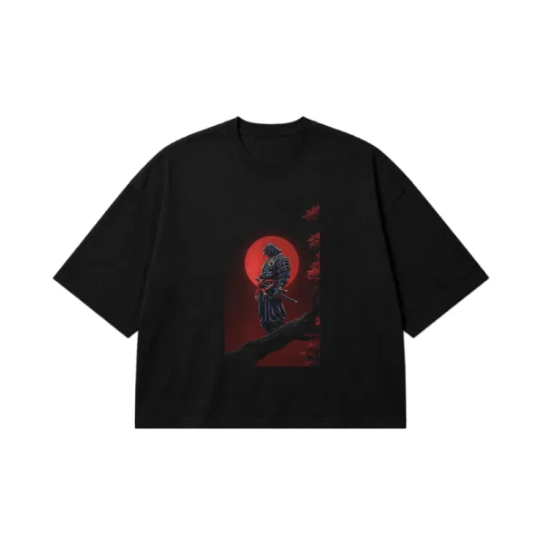 تیشرت باکسی ژاپنی طرح سامورایی و خورشید سرخ (Samurai) کد po2048