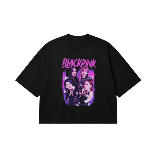 تیشرت باکسی بلک‌پینک طرح اعضای گروه (BLACKPINK) کد po2059