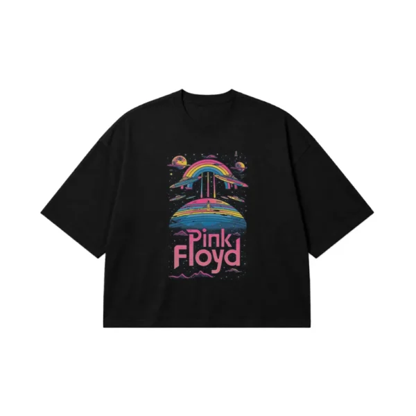 تیشرت باکسی گروه پینک فلوید طرح رنگین‌کمان (Pink Floyd) کد po2171