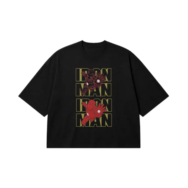 تیشرت باکسی مارول طرح مرد آهنی گل‌دار (Iron Man) کد po2177