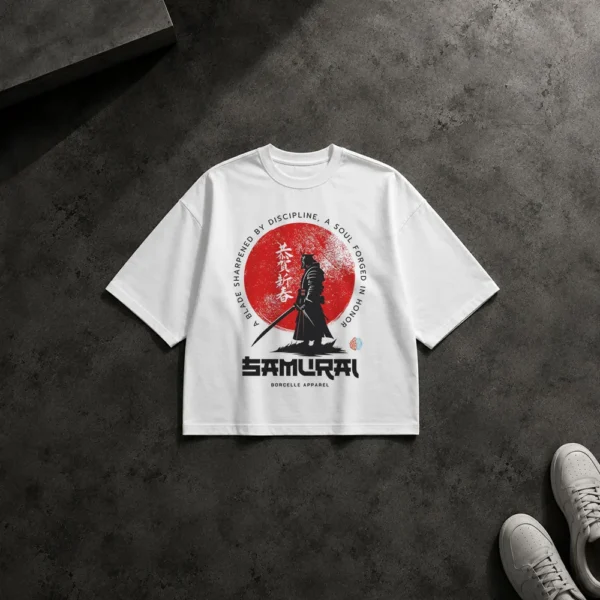 تیشرت باکسی سامورایی ژاپنی طرح خورشید سرخ (Samurai) کد po2282