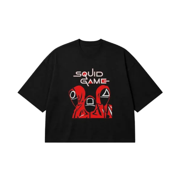 تیشرت باکسی سریال بازی مرکب طرح ماسک نگهبان‌ها (Squid Game) کد po2310