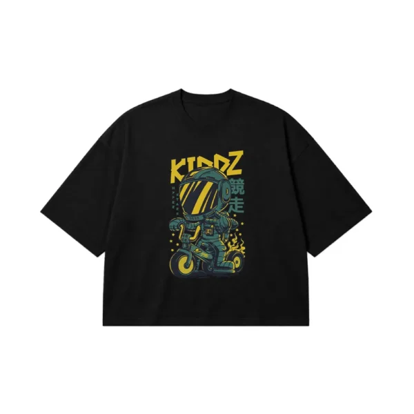 تیشرت باکسی گرافیتی طرح Kidz و دوچرخه کد po2388
