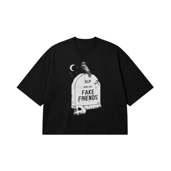 تیشرت باکسی اسکلت طرح Fake Friends کد po2390