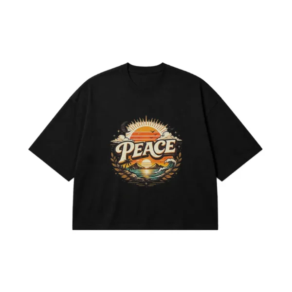 تیشرت باکسی تایپوگرافی Peace طرح رترو کد po2464