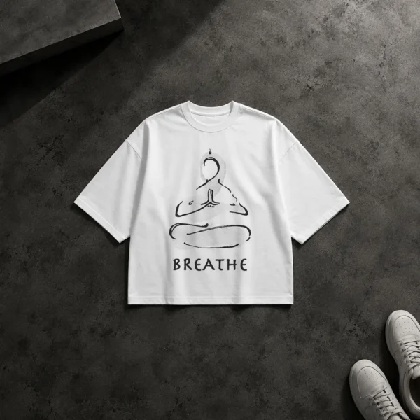 تیشرت باکسی مدیتیشن طرح Breathe کد po2472